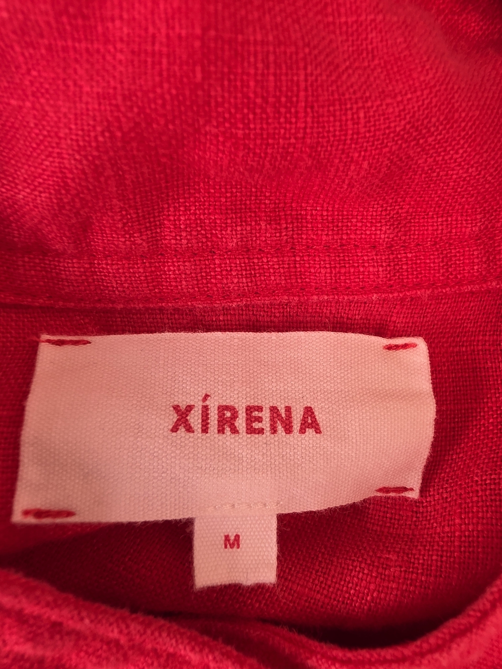 Xirena Size M Red 100% Linen Popover Blouse Long Sleeve Relaxed Top - Picture 9 of 9